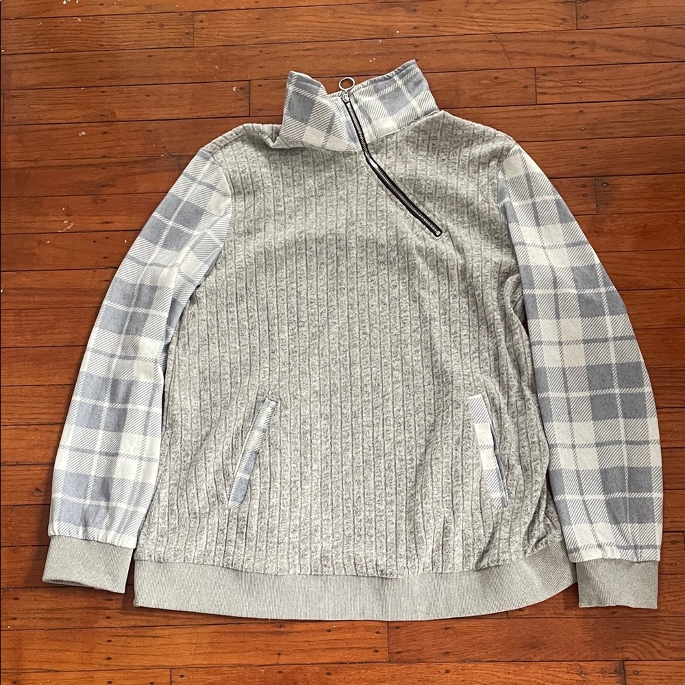 Gray Plaid Sweater